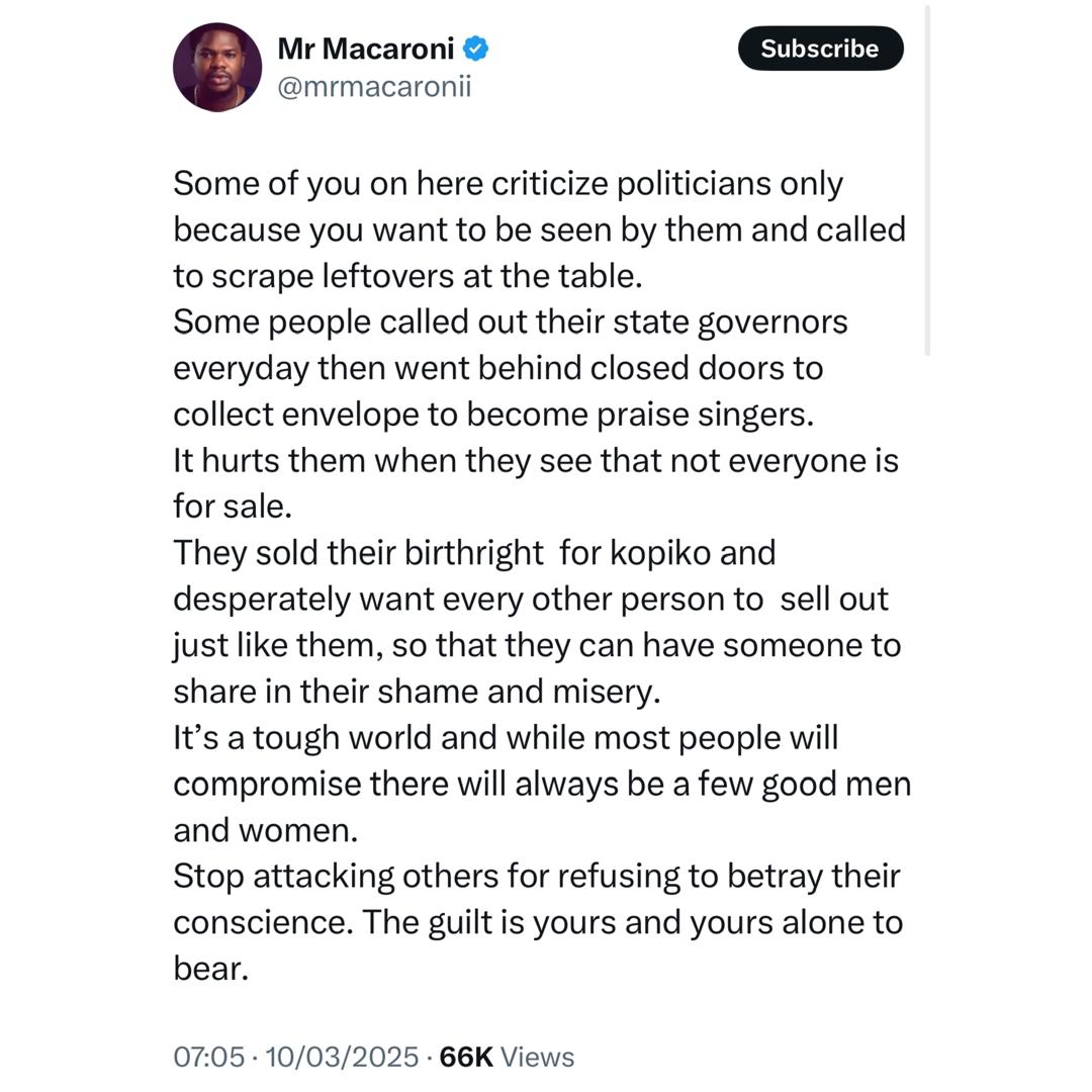 Next time I meet Governor Sanwo-olu, I still won't say hello, this time, even if he calls me, I won't answer - Mr. Macaroni tells his critics